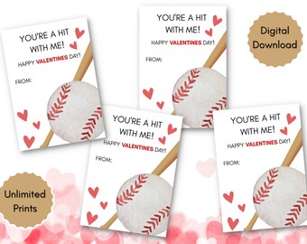 Baseball Valentines, Sports Theme Valentine Tags, Kids Valentines Cards, Sports Boys Valentines Cards, Baseball Valentines Cards For School