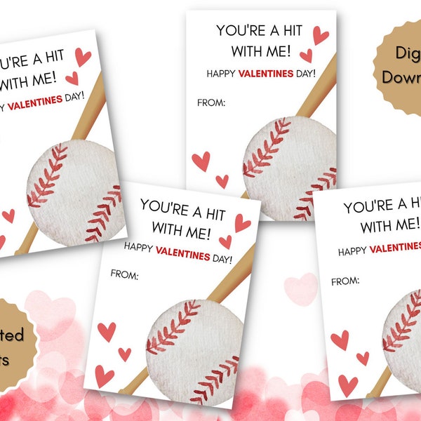 Baseball Valentines, Sports Theme Valentine Tags, Kids Valentines Cards, Sports Boys Valentines Cards, Baseball Valentines Cards For School