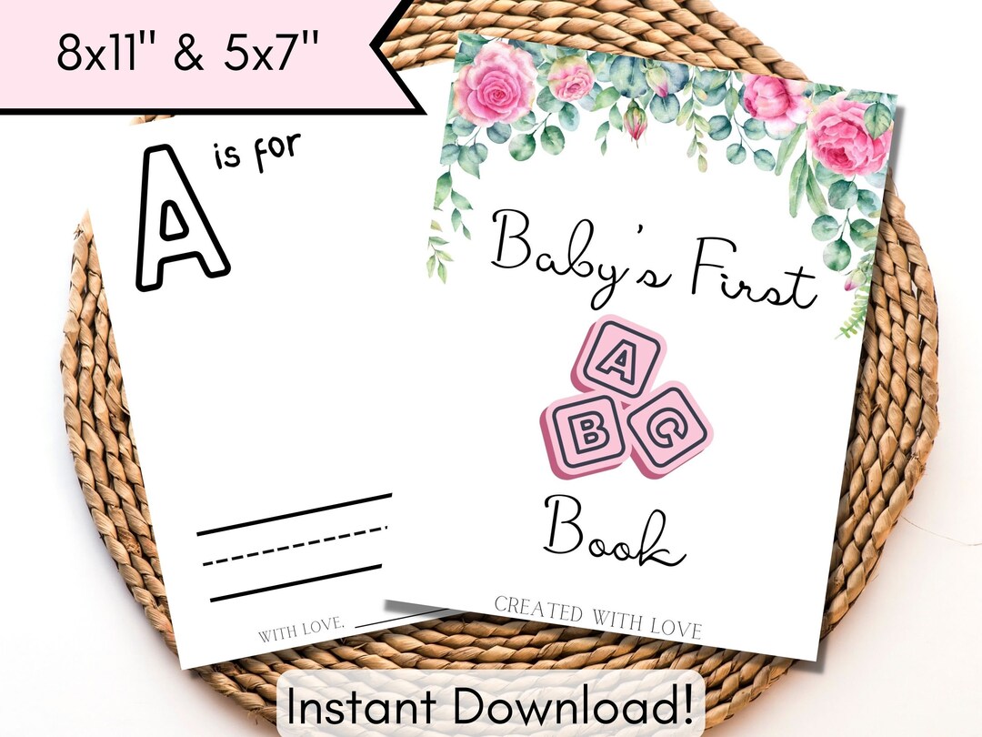 ABC Book Baby Shower Games, Digital Download, Baby Shower Coloring Pages, Baby's First ABC Book