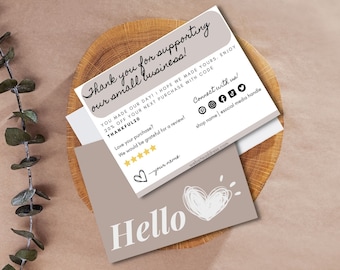 Customizable Thank You Cards, Small Business Thank You Cards, Printable Business Insert, Editable Canva Template, Thank You For Your Order