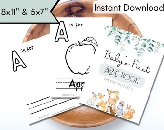 Baby's First ABC Book Baby Shower Game Alphabet Coloring - Etsy