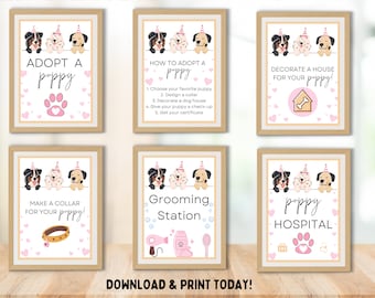 Puppy Birthday Party Games, Adopt a Puppy Party, Vet Pet Adoption Certification, Dog Birthday Party Decor, Instant Download, Not Editable