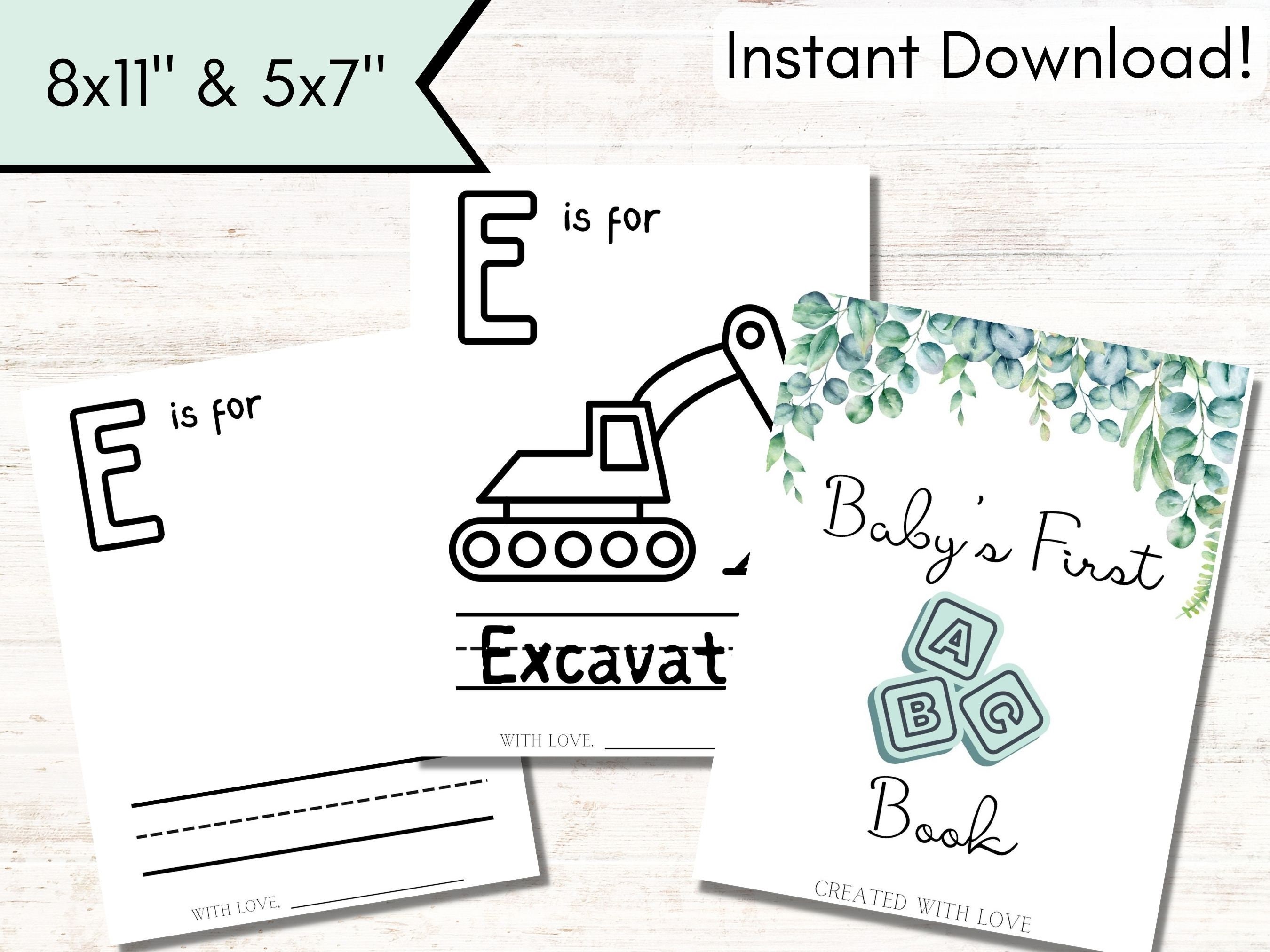 Baby's First ABC Book, Printable ABC Book Baby Shower Games, Digital ...