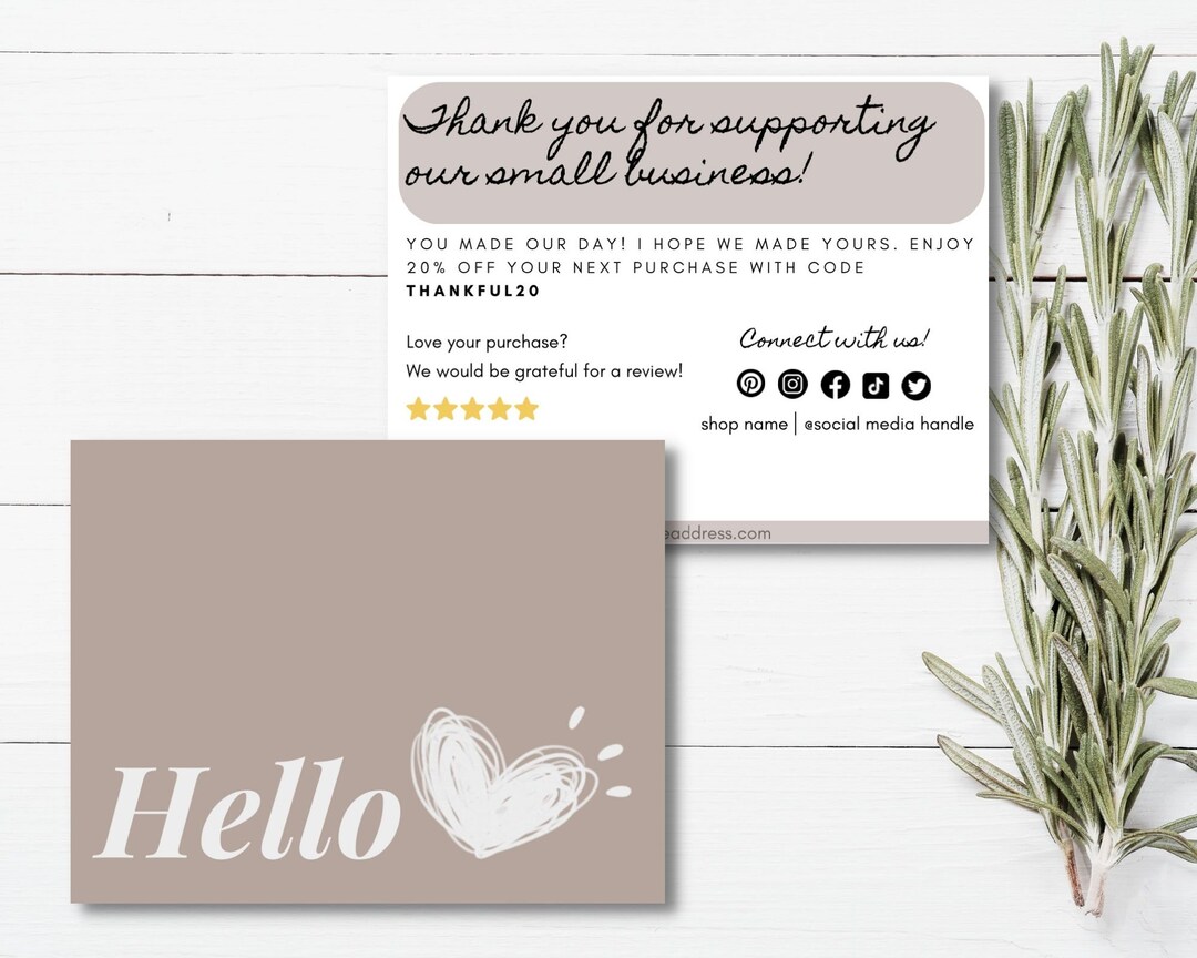 Editable Thank You Cards Double Sided Thank You Cards - Etsy