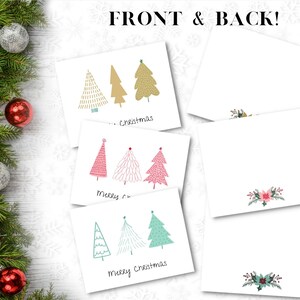 Download digital de cartão de Natal para impressão, cartões de árvore de Natal, cartão de Natal minimalista, conjunto de cartões de Natal, cartões de Natal em branco