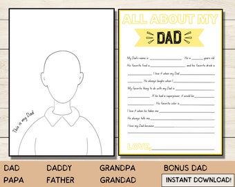 Tarjeta imprimible del Día del Padre, Tarjetas de cumpleaños para papá, Regalo personalizado para papá, Tarjeta de papá extra, Páginas de actividades imprimibles para niños, Descargar