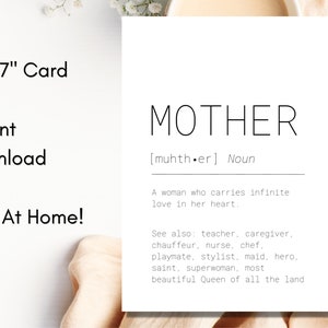 Mutter Definition Karte, lustige Karte für Mama, lustige Geburtstagskarte für Mama, Muttertagskarte, druckbare Geburtstagskarte für Mama, Karte für Frau