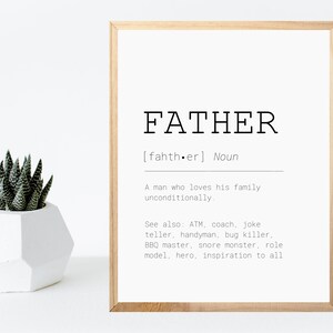 Dad Definition Print, Dad Gift, Gifts for Dad, New Dad Wall Art, Father&#39;s Day Gifts, Stepdad, Gifts for Men, Printable Art, Dad Prints
