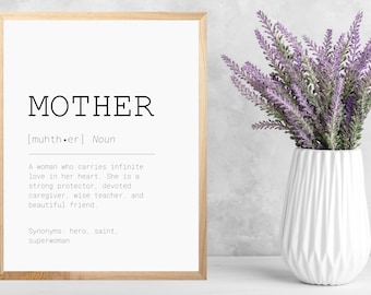 Mother Definition Print, Gifts for Mom, Gifts for Her, PRINTABLE Wall Art, New Mom Gifts, Minimalist Art, Family Art, Digital Download