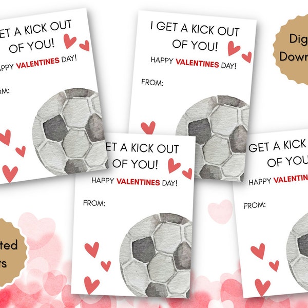 Soccer Valentine Gift Tags, Kids Valentines Cards, Printable Tags For Party, Sports Theme, Valentines Cards For School, Instant Download