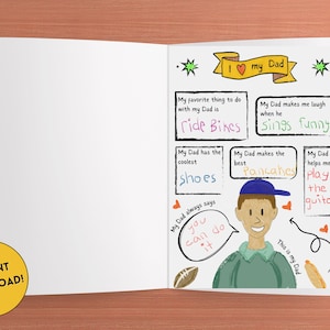 Papa verjaardagskaart, kleurkaarten, alles over papa, afdrukbare verjaardagskaarten, DIY papa verjaardagscadeau, Instant Download, Kids Activity Pages