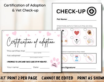 Adopt A Puppy Party Games, Vet Check Up Pet Adoption Certification, Dog Lover Birthday Party Decor, Puppy Party Signs, Download Not Editable