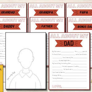 Vaderdagkaart, kaarten voor opa, alles over papa, vul de lege vragenlijst in, gepersonaliseerd cadeau voor papa, bonusvaderkaart, afdrukbaar