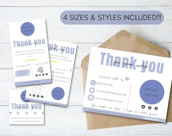 PRINTABLE Thank You Cards, Editable Thank You For Your Purchase Inserts, Small Business Thank You Cards, Thank You Cards Business Template
