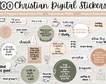 Pegatinas positivas, VOLUMEN 2 Pegatinas de fe cristiana, pegatinas del planificador digital, pegatinas prerecortadas PNG, GoodNotes, diario de estudio bíblico