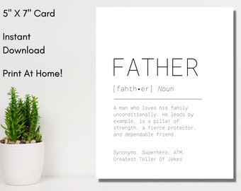 Dad Birthday Card, Dad Definition Card, Fathers Day Card, Card For Dad, Printable Happy Birthday Dad, Card From Daughter, Funny Card for Dad