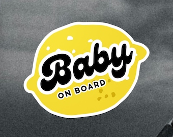 Lemon Baby On Board Magnet or Sticker – Cute Yellow Car Sign for New Parents, Vinyl Decal for Bumper, Laptop, Nursery, Baby Shower Gift
