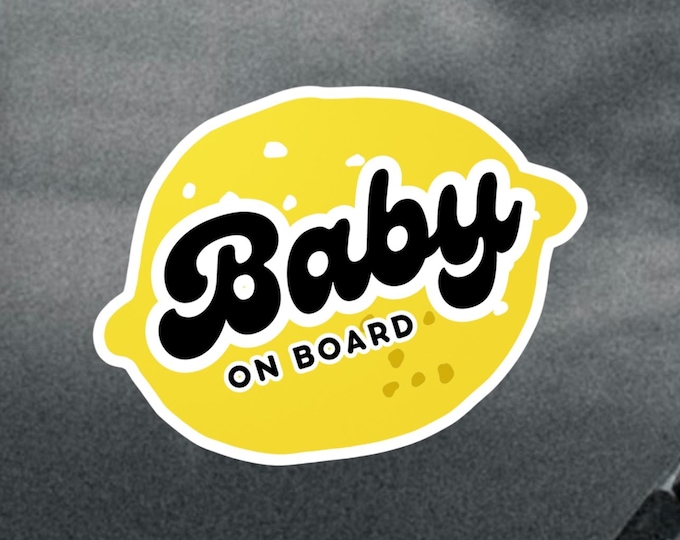 Lemon Baby On Board Magnet or Sticker – Cute Yellow Car Sign for New Parents, Vinyl Decal for Bumper, Laptop, Nursery, Baby Shower Gift