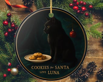 Black Cat Cookies for Santa Ceramic Ornament Christmas Tree Decor