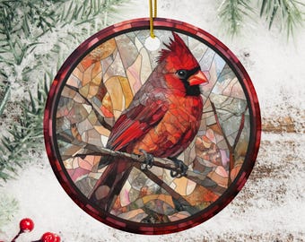 Memorial Cardinal Christmas Ornament Ceramic Red Bird Keepsake Gift for Bird Lover