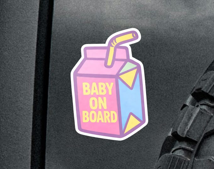 Baby On Board Juice Box Car Safety Decal | Water-Resistant Vinyl Bumper Sticker for New Parents
