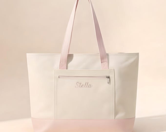 Personalized Monogram Tote Zippered Canvas Tote | Custom Name Bag