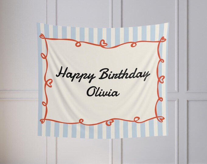 Personalized Happy Birthday Tapestry: Charming Celebration Decor
