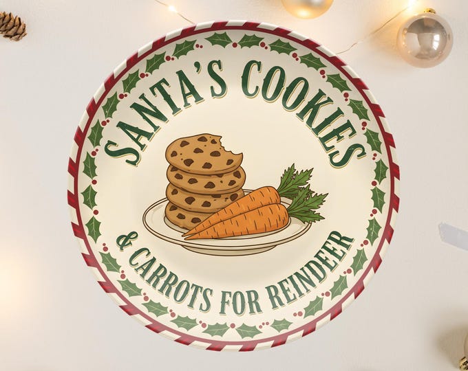 Santa's Cookie Plate Reusable Christmas Eve Keepsake Tradition