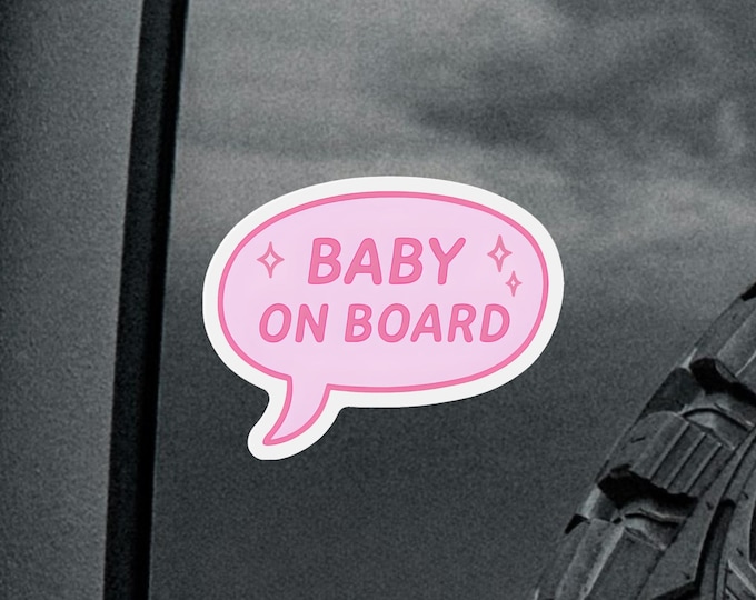 Baby On Board Magnet or Bumper Sticker – Pink Speech Bubble Car Sign for New Parents, Cute Baby Safety Car Decal, Gift for Mom or Dad