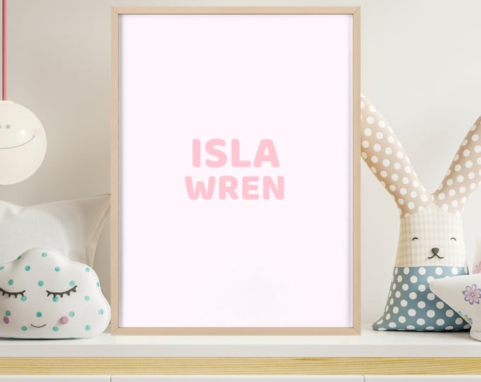 Personalized Name Poster: Custom Nursery Kids Room Wall Art