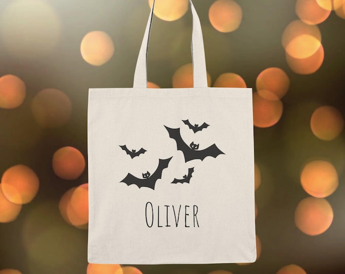 Personalized Halloween Tote Bag Essential Trick or Treat Bat Bag