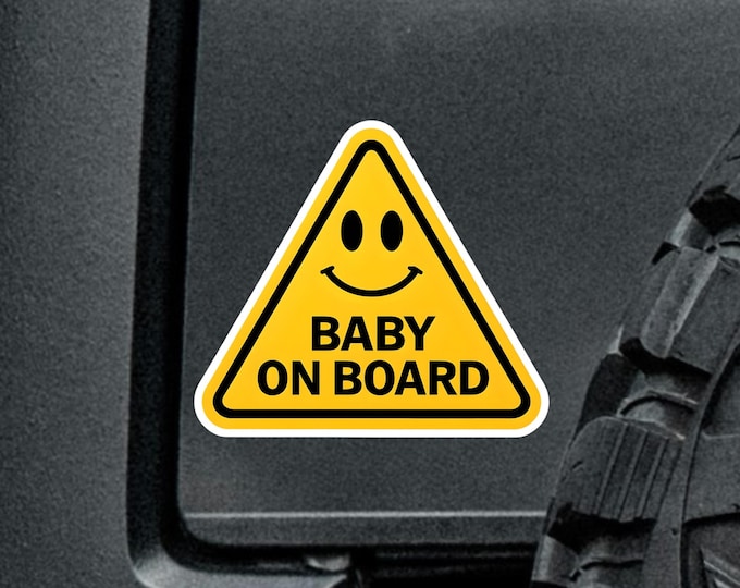 Smiley Face Baby On Board Car Magnet or Sticker: Weather-Resistant Vinyl Decal