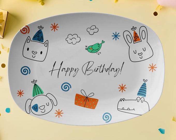 Happy Birthday Platter Durable Party Serving Tray Kids Birthday Table Decor Reusable Cake Platter Kids Birthday Gift Milestone Celebration