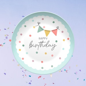 Happy Birthday Plate Birthday Plate Reusable Confetti Plate Party Decor Gift Idea Colorful Birthday Plate for Toddlers Kids