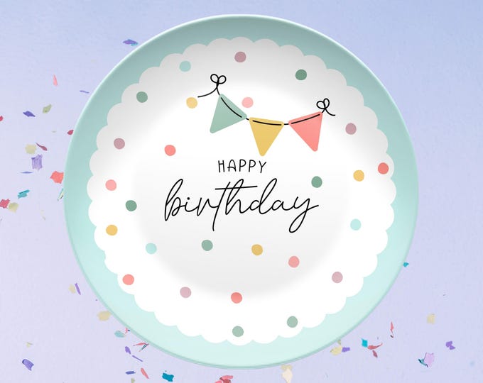 Happy Birthday Plate Birthday Plate Reusable Confetti Plate Party Decor Gift Idea Colorful Birthday Plate for Toddlers Kids