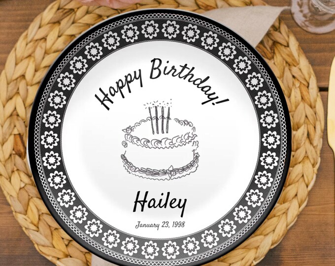 Birthday Plate Personalized Name Plate Unbreakable Plate Kids Birthday Gift Keepsake 1st 10th 30th 40th 100th Birthday Special Plate