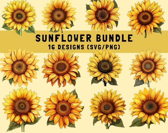 Sunflower svg Bundle - Floral SVG, Wildflower svg, Spring svg - png svg Files for Cricut, Sunflower Clipart