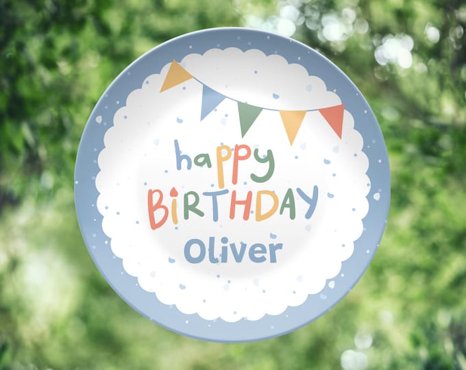 Personalized Birthday Plate Custom Name Kids Keepsake Reusable Party Dish Toddler Birthday Gift