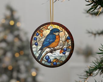 Bluebird Ornament Mountain Bluebird Christmas Bluebird Art Bluebird Gifts Holiday Christmas Ornament Bird Ornament Tree Ornament Gift