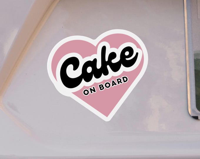 Cake On Board Magnet or Sticker – Heart Vinyl Decal Baking Gift