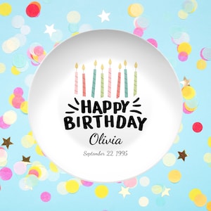 Personalized Birthday Plate Custom Name 1st Birthday Gift Toddler Keepsake Cake Plate Unbreakable Kids Party Decor Girl Birthday Gift