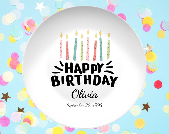 Personalized Birthday Plate Custom Name 1st Birthday Gift Toddler Keepsake Cake Plate Unbreakable Kids Party Decor Girl Birthday Gift