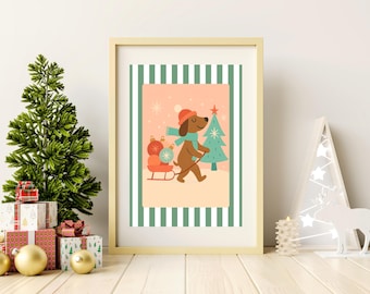 Mid Century Christmas Animal Prints Retro Holiday Decor (Digital Download)