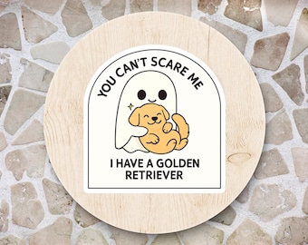 Ghost Golden Retriever Sticker: Funny Halloween Dog Decal Dog Mom Gift Pet Lover