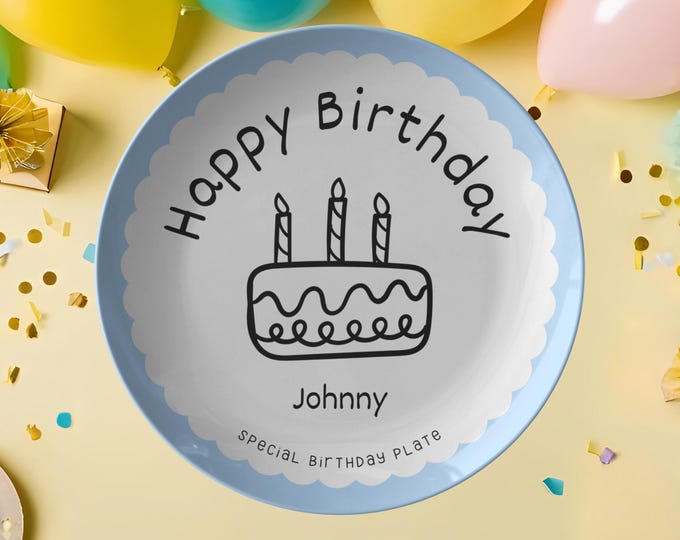 Personalized Kids Birthday Plate: Unbreakable Polymer, Custom Name