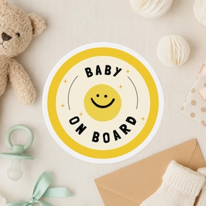 Magnes „Baby on Board” Naklejka na zderzak „Baby on board” Naklejka na samochód Słodka naklejka na dziecko Prezent na baby shower Ogłoszenie o ciąży Akcesorium samochodowe