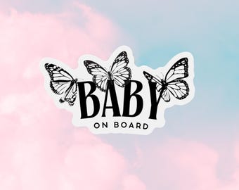 Baby on Board Butterfly Sticker Baby Shower Gift Cute Car Accessories Bumper Sticker Baby on Board Magnet Baby Car Decal Car Magnet
