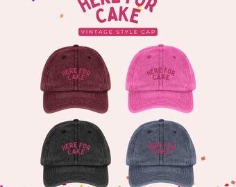 Vintage Style Embroidered Hat 30th Birthday Birthday Girl Happy Birthday Hat Gift For Her Here For Cake Funny Hat Summer Hat Cake Lover Gift