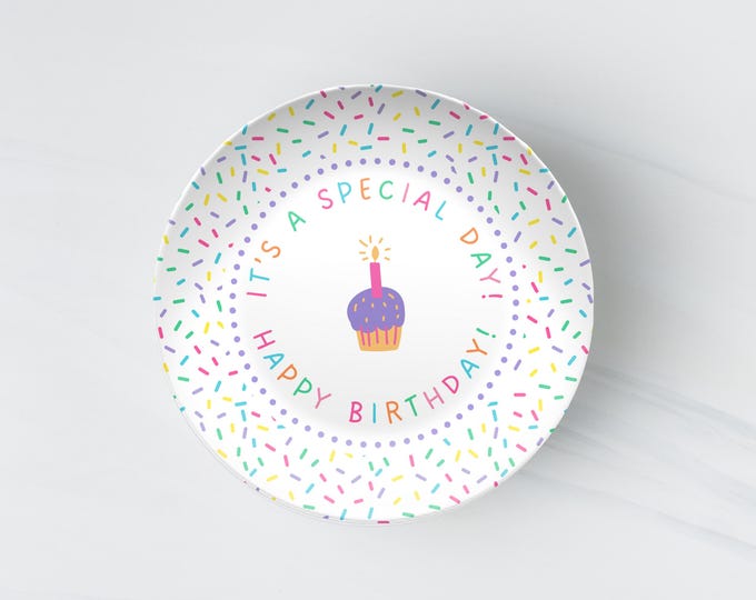 Happy Birthday Plate Reusable Kids Plate Colorful Sprinkle Keepsake for Special Days