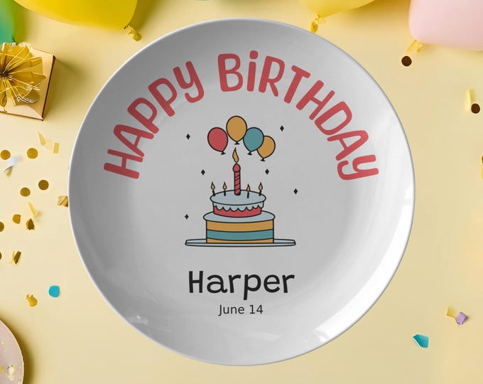 Custom Birthday Plate Personalized Name Plate Kids Party Gift Milestone Keepsake Unbreakable First Birthday Gift